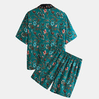 Men's Beach Style Casual Short Sleeve Shirt Pants Set