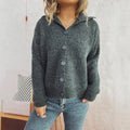 Simple Commute Solid Color Knitted Cardigan Lapel Long Sleeve Single-breasted Sweater