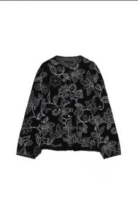 Women's Animal Texture Printed Round Neck Jacket Cotton-padded Jacket