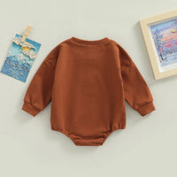 Brown Lettering Printed Children's Romper