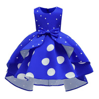 Girls' dress size wave dot retro princess dress
