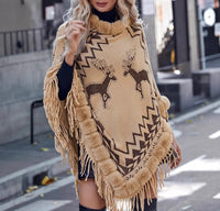 Pullover Tassel Christmas Shawl Sweater Cloak