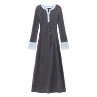 Womens Fashionable Slimming Patchwork Long-Sleeve Dress