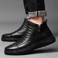 Men's warm first layer cowhide shoes