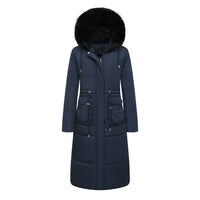 Women's Cotton Jacket Drawstring Cinched Hoodie Fleece-lined Warm
