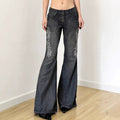 Dark Style Vintage Printed Washed Old Skinny Jeans