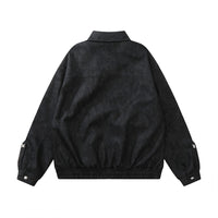 Three-dimensional Pocket Lapels PU Leather Jacket For Men
