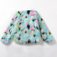 Fox fur round collarless short coat