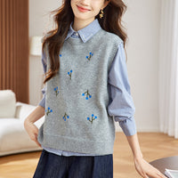 Knitted Vest Spring Women's Design Sense V-neck Buttons