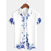 Printed Shirt Top Casual Loose Lapels Cardigan