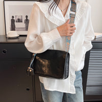 Casual Single Shoulder Solid Color Large Capacity Wide Shoulder Strap Bag