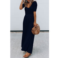 Round neck short sleeve long jumpsuit