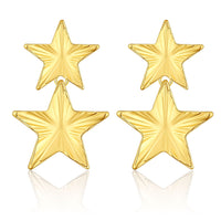 European And American Metal Fashion Brass Artificial Gold Earrings Geometric Five-pointed Star Double Layer