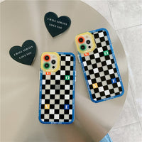 Ins Retro Lattice Love Bracket Phone Case