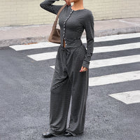 Retro Sassy Striped Slim-Fit Cardigan Set
