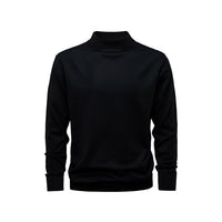 Men's Solid-Color Mock-Neck Knitted Sweater