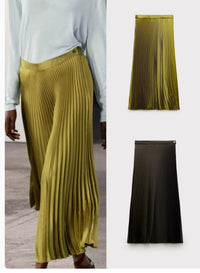 Spring And Summer Pleated Skirt Small Pleated Silk Satin Texture