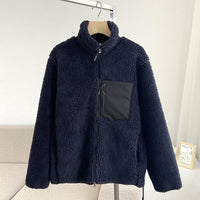 Couple's Autumn And Winter New Loose Zip Windproof Lamb Wool Coat For Women