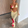 Summer Printed Sexy Lace-up Skirt Three-piece Set