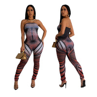 Digital Printing Fashion Personality Tube Top Jumpsuit