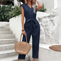 Women's Cropped Lace-up Jumpsuit