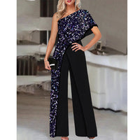 Women's Slimming Printed Fashion Color Contrast Jumpsuit