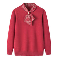 Women's Half Turtleneck Western Style Velvet Thickening Sweater