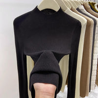 Womens Retro Half-Neck Slimming Knitted Top