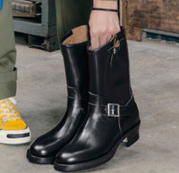 Martin With A Side Zipper For Riders Long Motorcycle Boots