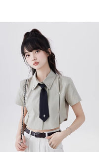 Women's Summer Star Tie Design Short-sleeved Shirt