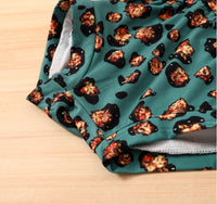 Girls Green Pullover Printed Cotton Suit
