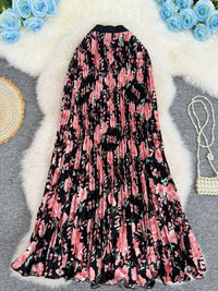 Printed Pleated Skirt For Workwear Versatile And High-waisted