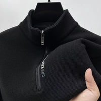 Half Zipper Velvet Padded Thickened Sweater Men's Winter