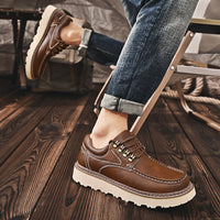 Genuine Leather Fashion Versatile Casual Shoes Thick Sole Height Increasing