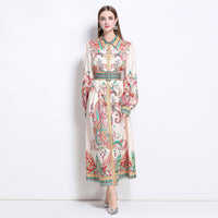 Notch-collar Single-breasted Floral-print Dress