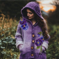 Ladies Hooded Mid-length Sweater Coat