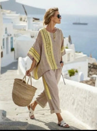 Loose Casual Womens Fashionable Beach Vacation Two-Piece Set