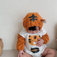 Cute And Versatile Baby Tiger Print Hooded Romper