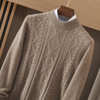 Men's Semi-high Diamond Bottoming Shirt Middle-aged Business Leisure Twisted Warm Sweater