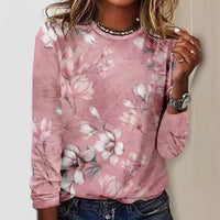 Women's Fashionable Casual Striped Printed Crewneck Long-Sleeve