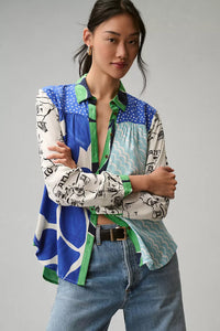 Print Lapel Long Sleeve Shirt Women's