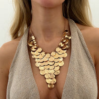 Exaggerated Geometric Metal Disc Layered Hip-hop Punk-style Triangular Tassel Necklace