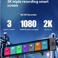 12-inch Three Records Rearview Mirror Tachograph