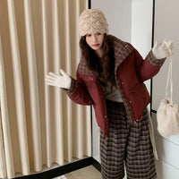 Patchwork Loose Casual Stand Collar Temperament Cotton-padded Jacket