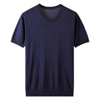 Hollow-out Knitted Casual Men's Short-sleeved Shirt