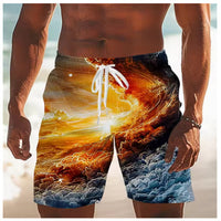 Mens Casual Ocean-print Swim Shorts