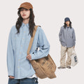 Retro Cotton Long-sleeved Shirt Spring High Street Loose Couple Shirt