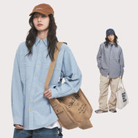 Retro Cotton Long-sleeved Shirt Spring High Street Loose Couple Shirt