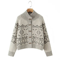 Amoi European And American Style Women's Lazy High-grade Jacquard Knitted Cardigan