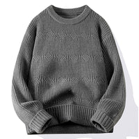 Men's Solid-Colored Knitted Long-Sleeve Retro Crew-Neck Sweater